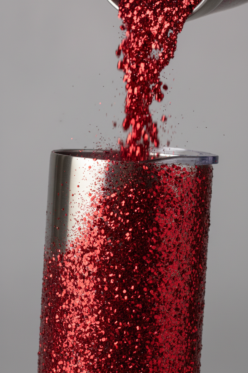 Sparkling Crimson Chunky Glitter on tumbler