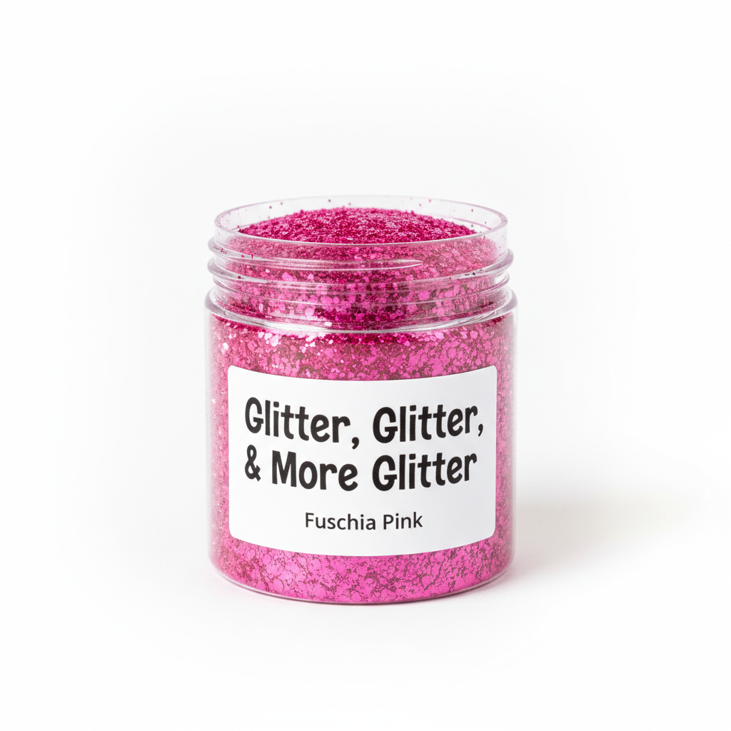 Glitter, Glitter & More Glitter - Fuchsia Pink glitter container