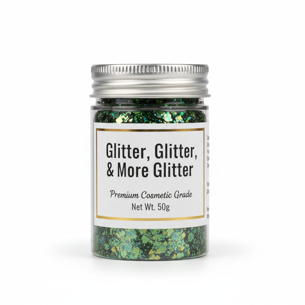 Jazzy Metallic Green Chunky Glitter in packaging
