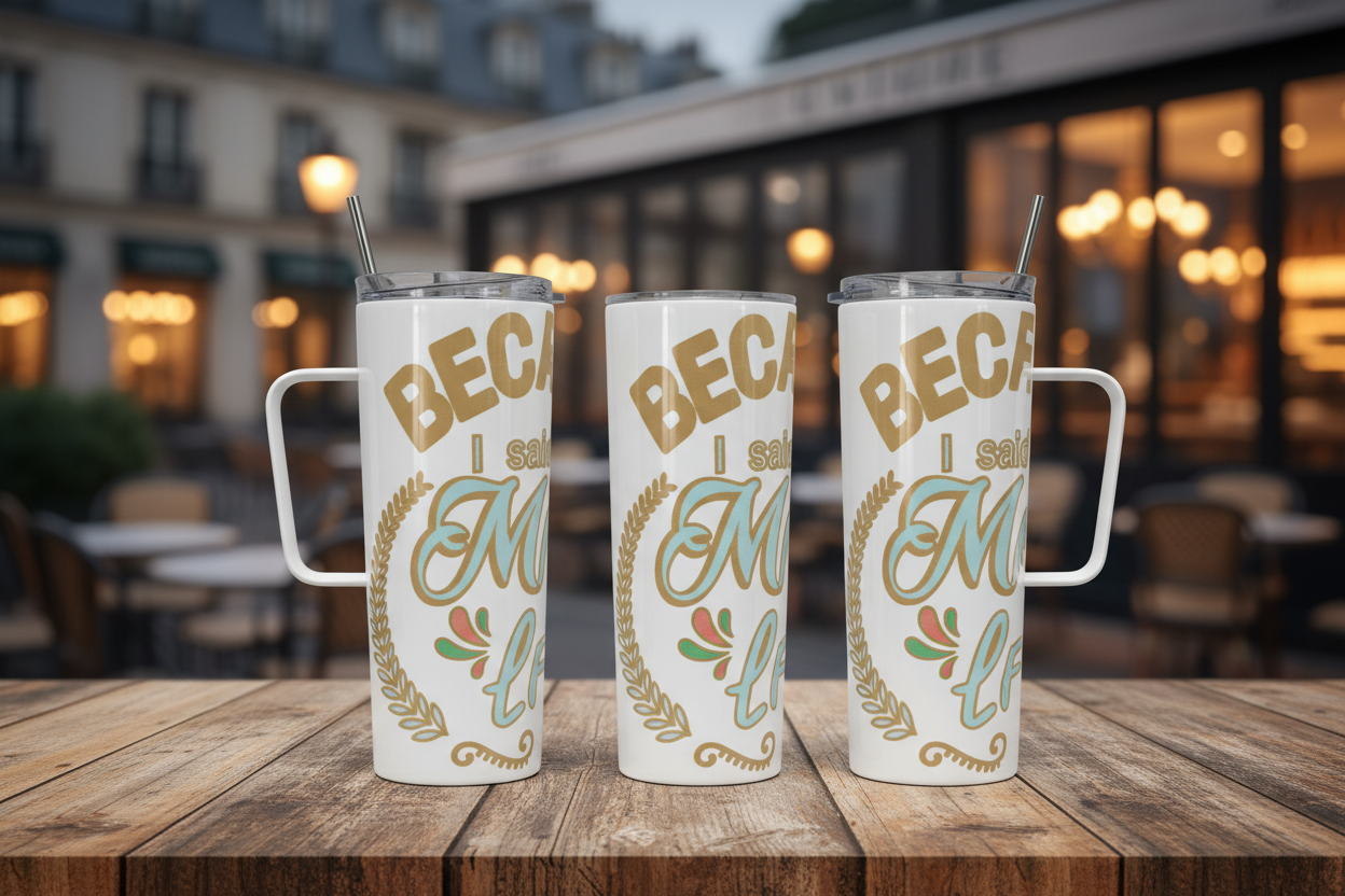 Because I Said So Mom Life – 3 Tumblers French Background