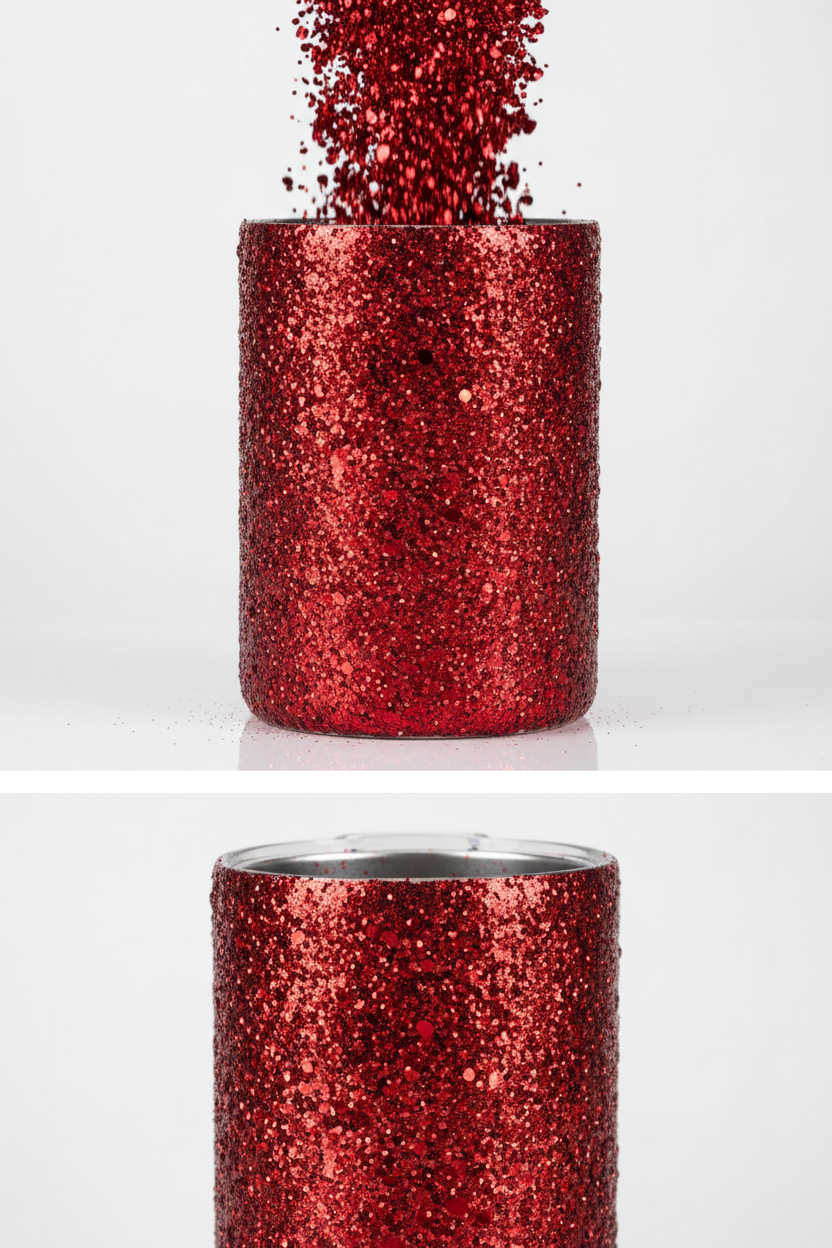 Red Velvet Chunky Glitter on tumbler