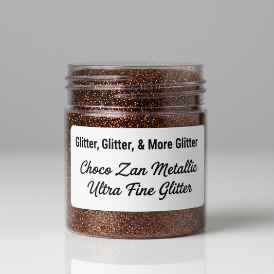Choco Zan Metallic Ultra Fine Glitter in clear container