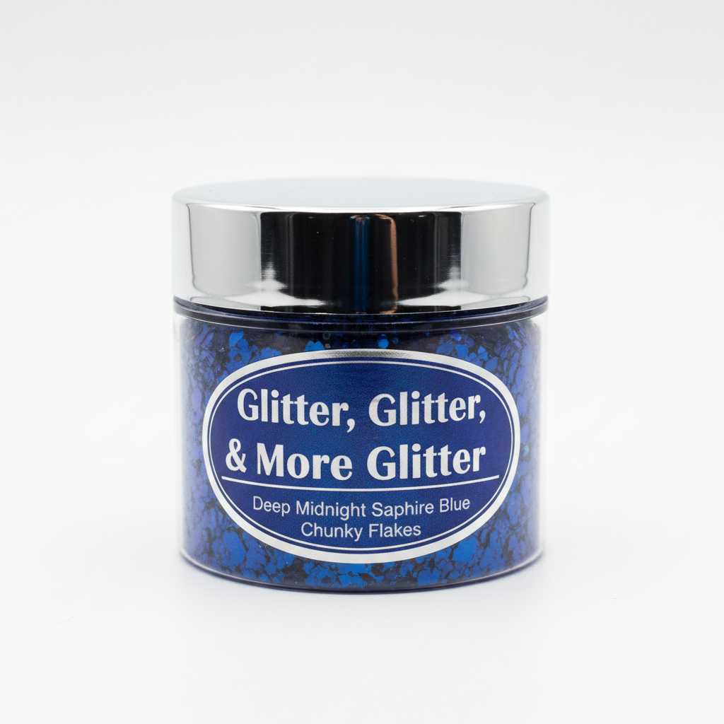 Midnight Sapphire Blue Chunky Glitter in packaging