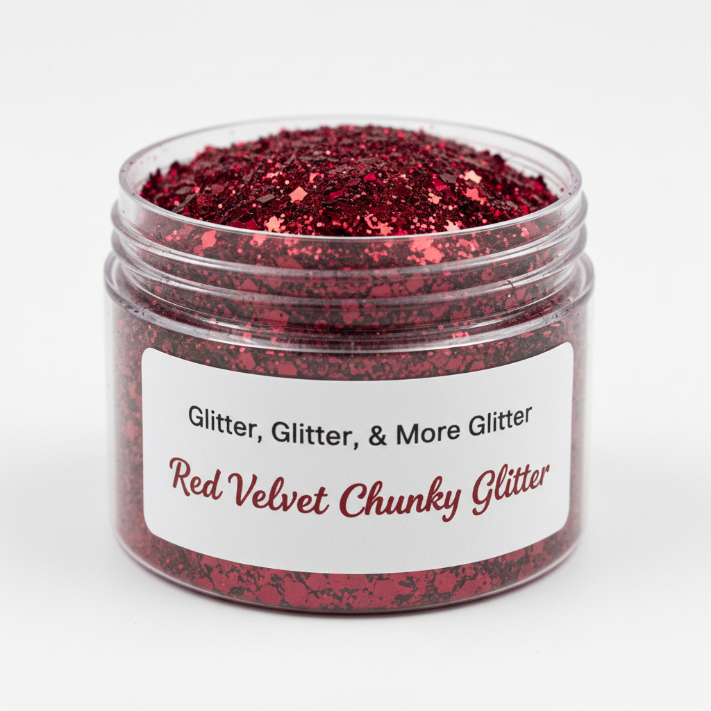 Red Velvet Chunky Glitter in clear container
