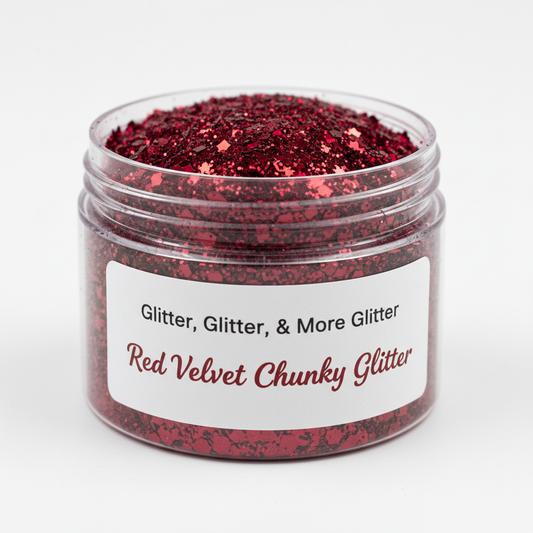 Red Velvet Chunky Glitter in clear container