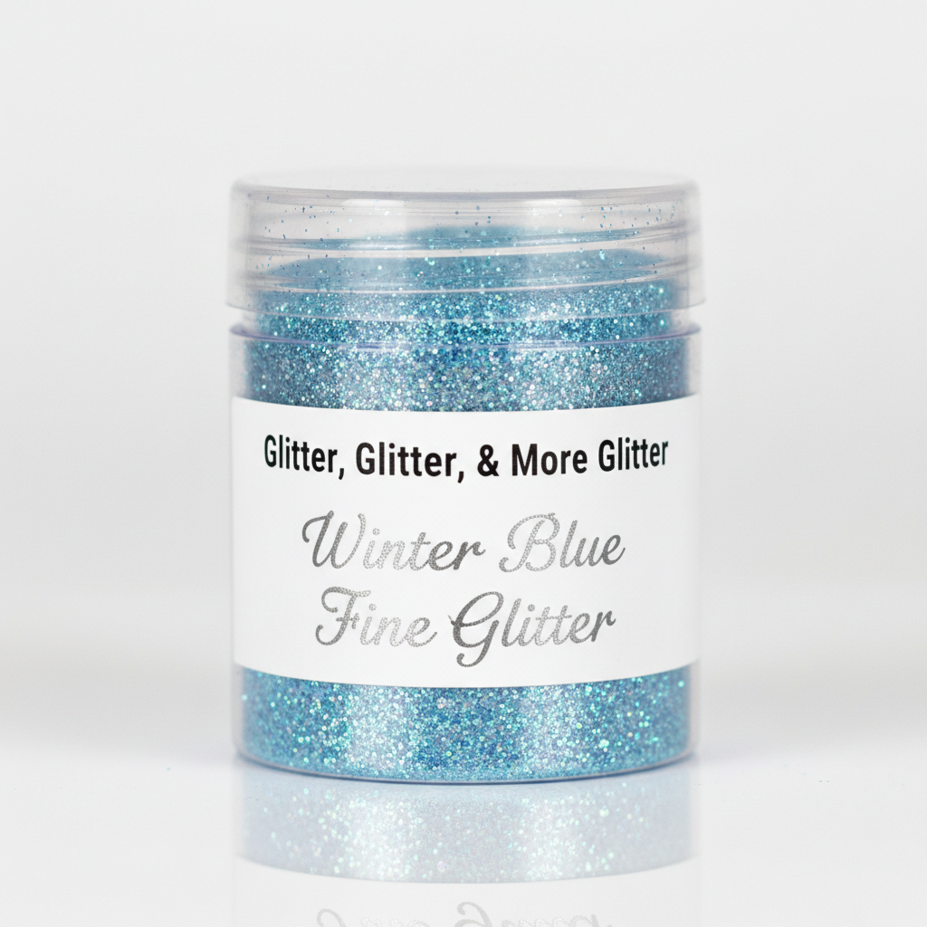 Winter Blue Fine Glitter in clear container