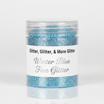 Winter Blue Fine Glitter in clear container