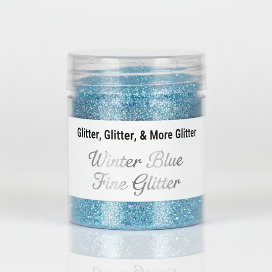 Winter Blue Fine Glitter in clear container