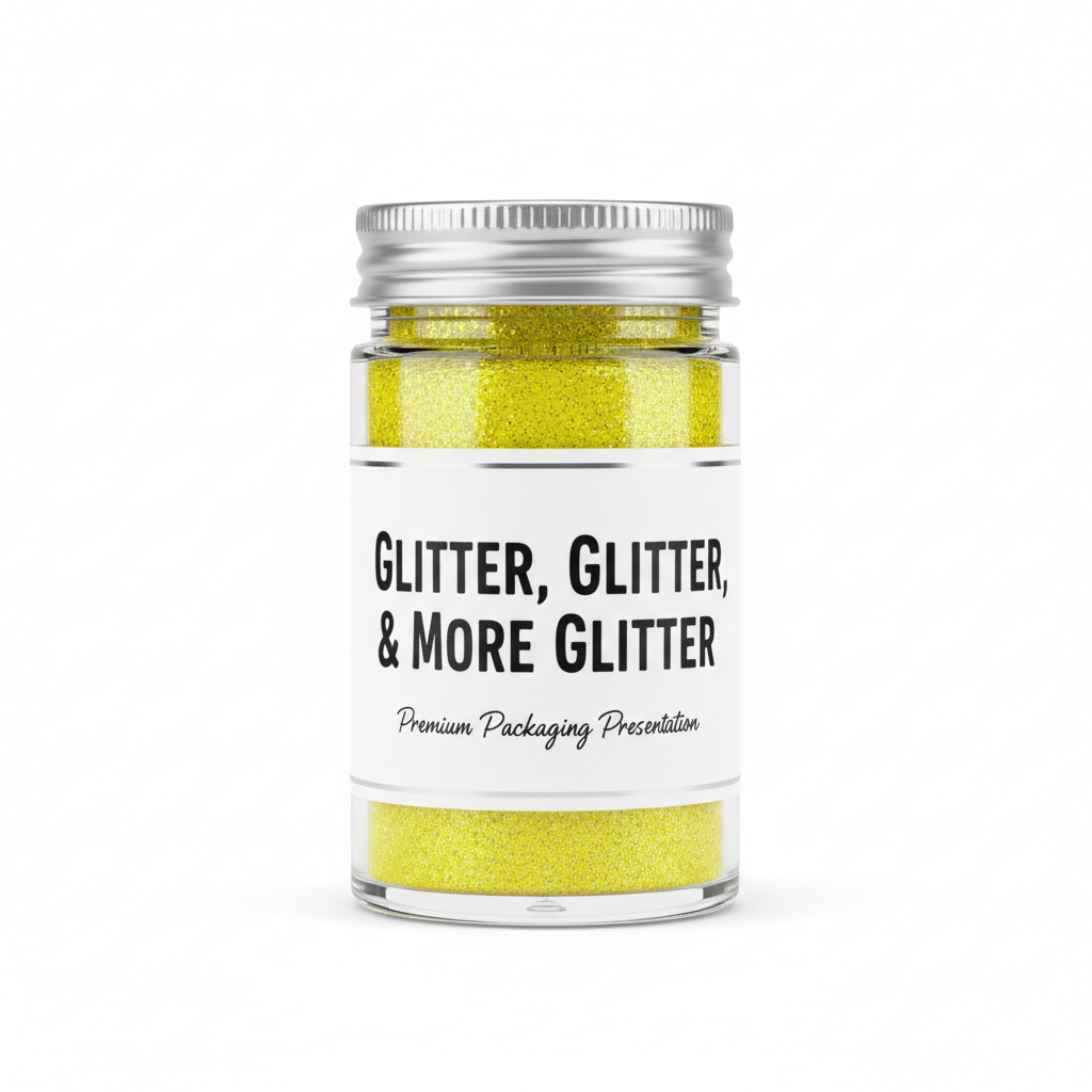 Cirra Pooh Yellow Fine Glitter in packaging
