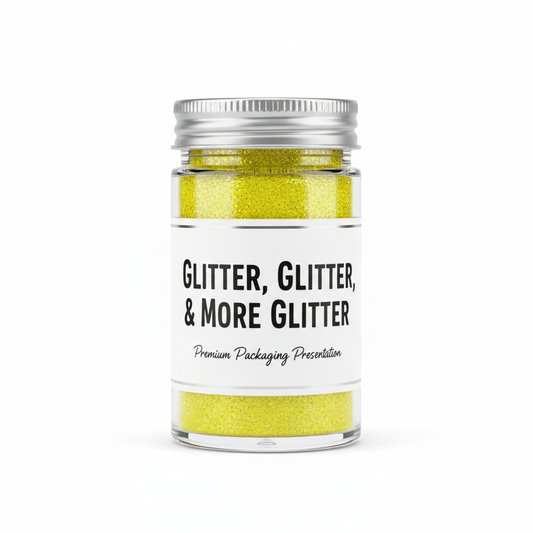Cirra Pooh Yellow Fine Glitter in packaging