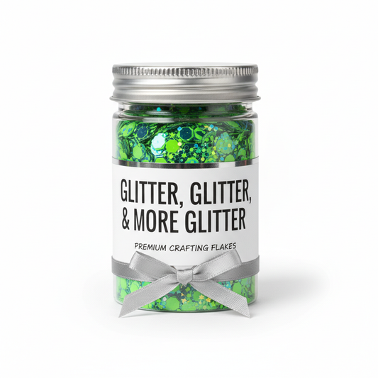 Khamar Neon Green Chunky Glitter in packaging