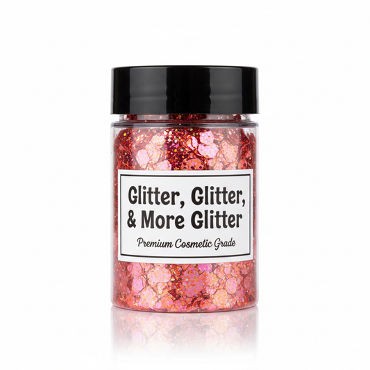 Kayla Kiss Pinkish Orange Chunky Glitter in packaging