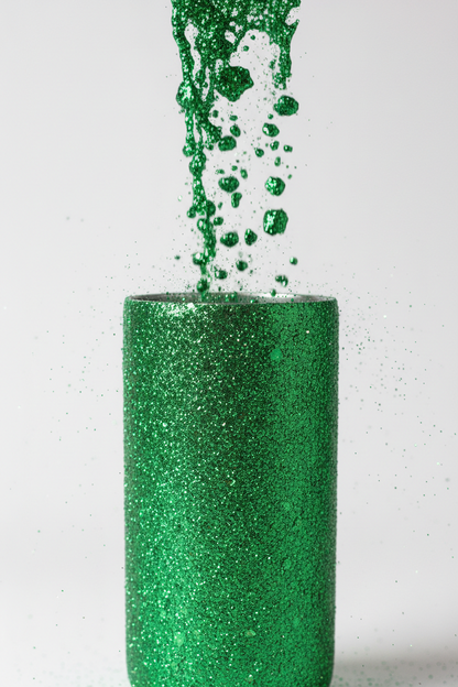 Green Queen Chunky Glitter on tumbler