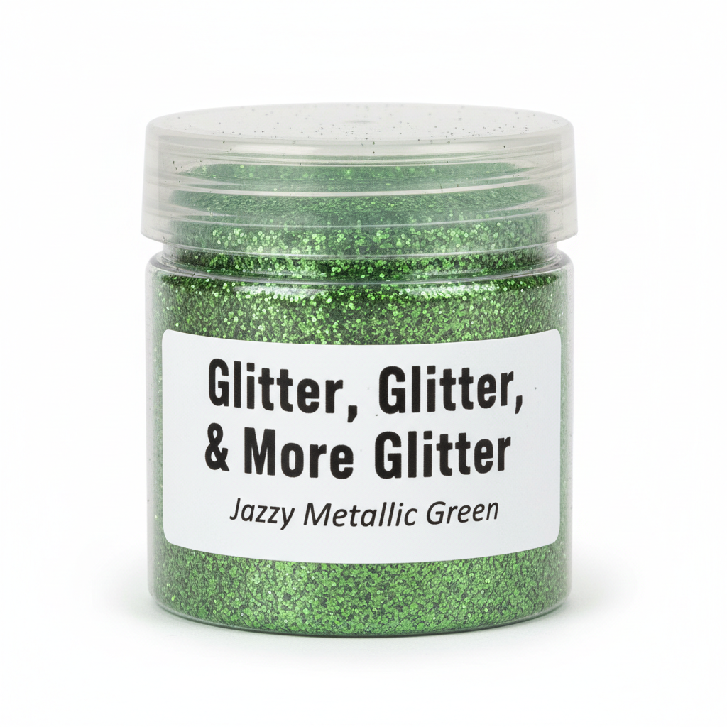 Glitter, Glitter & More Glitter - Jazzy Metallic Green fine glitter container