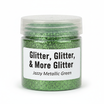 Glitter, Glitter & More Glitter - Jazzy Metallic Green fine glitter container