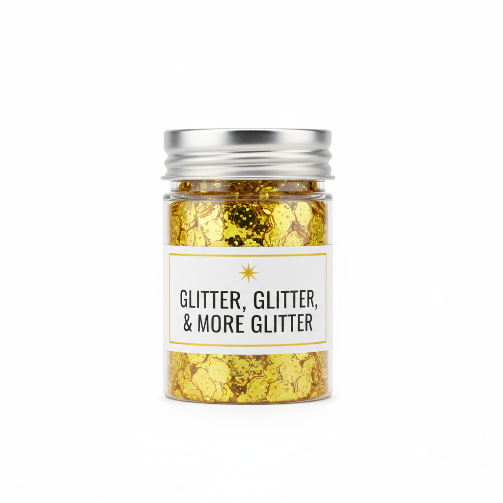 Cirra Pooh Yellow Chunky Glitter in packaging