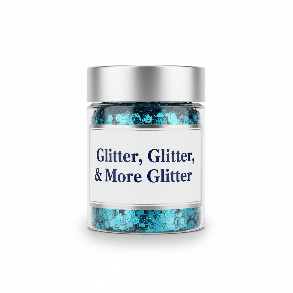 Manego Blue Chunky Glitter in packaging