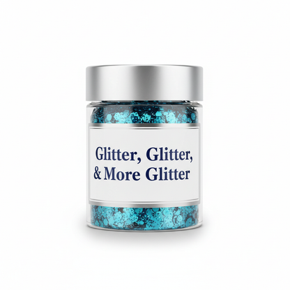 Manego Blue Chunky Glitter in packaging