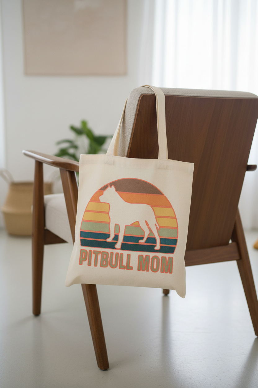 Pitbull Mom Tote on Chair