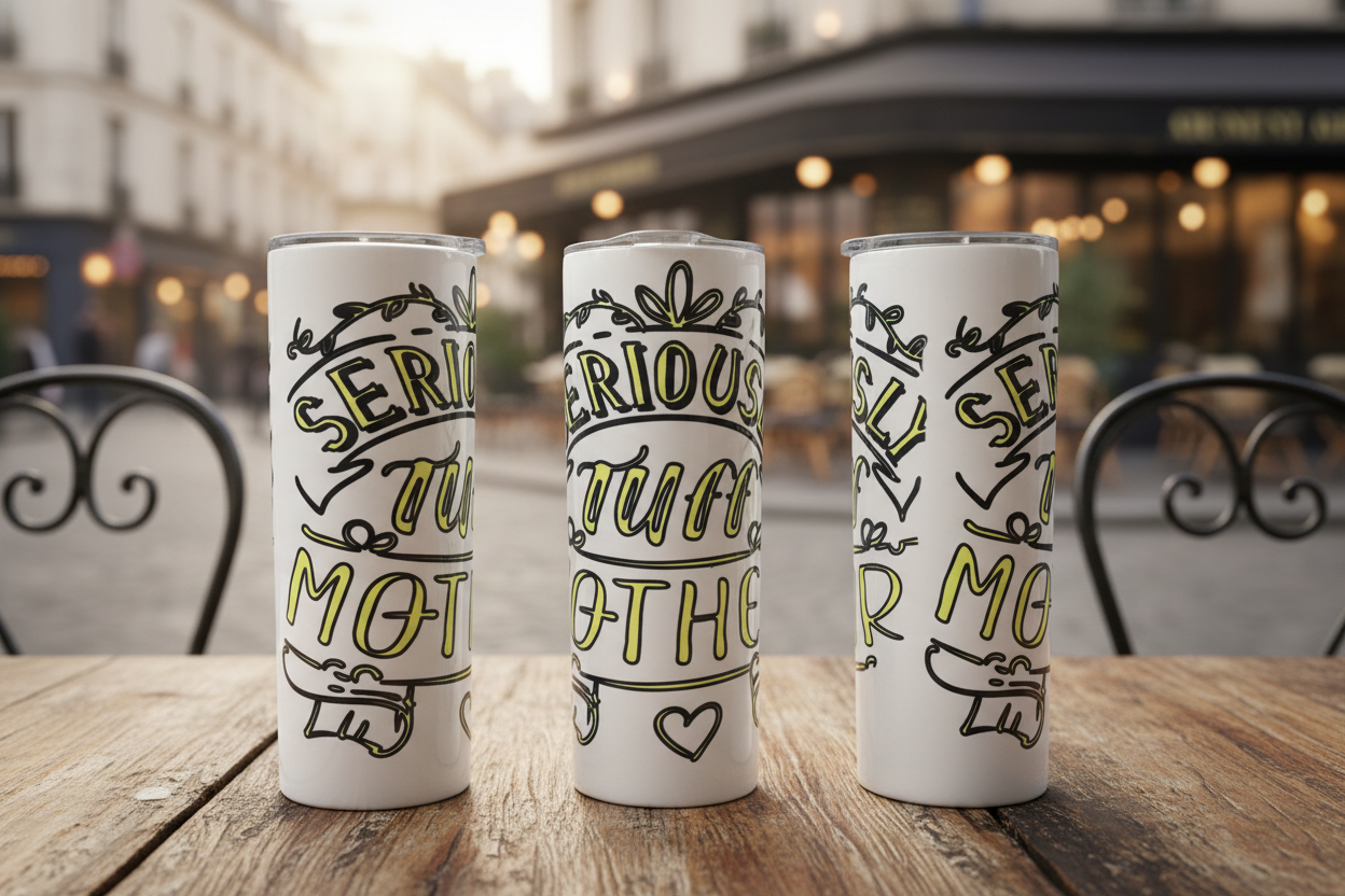 Seriously Though Mother Tumblers – 3 Angles French Background