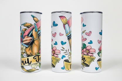 Three angles of Nail Tech tumbler side by side