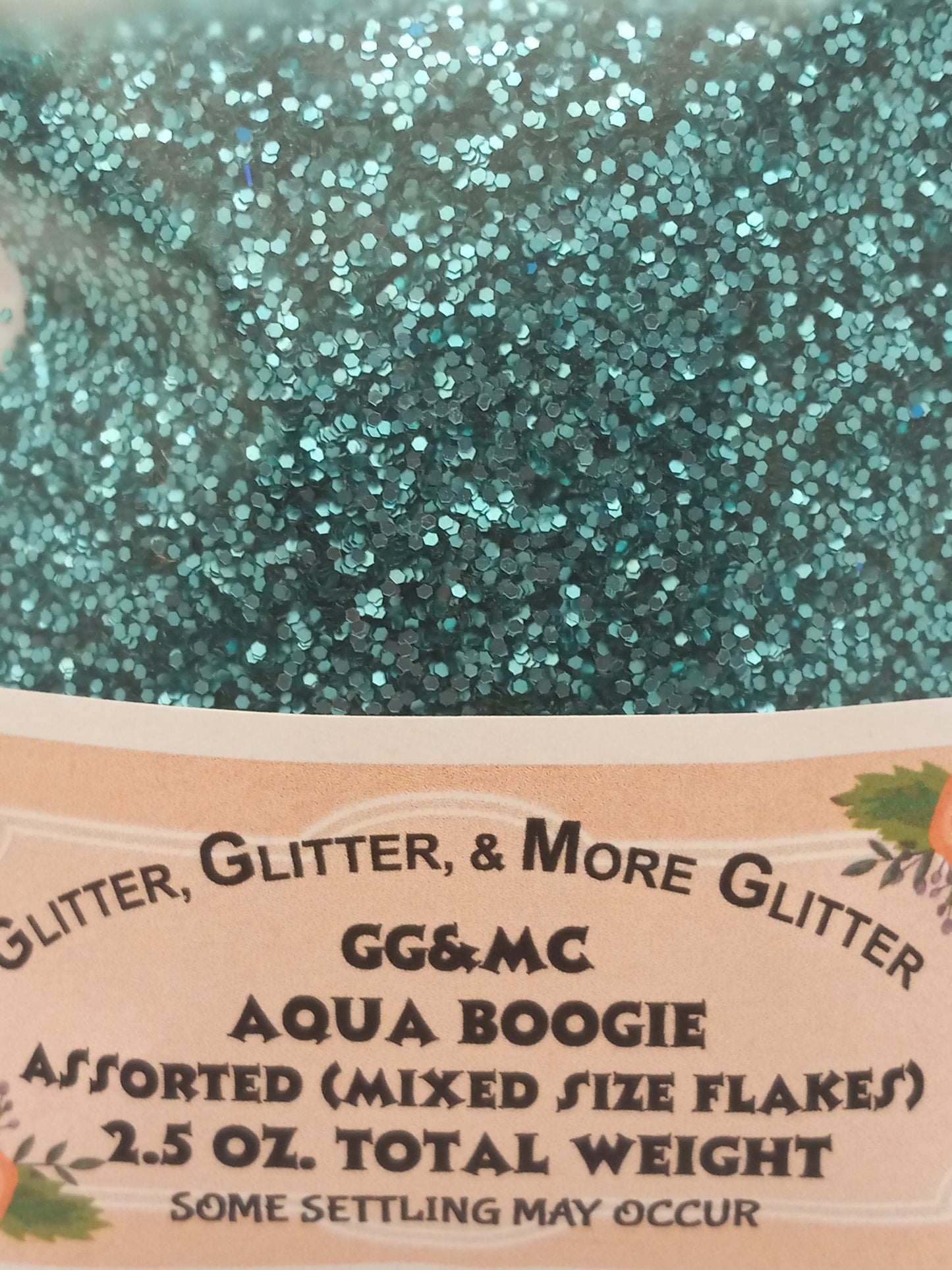 Aqua Boogie - A mixture of Aqua colored glitter flake sizes.