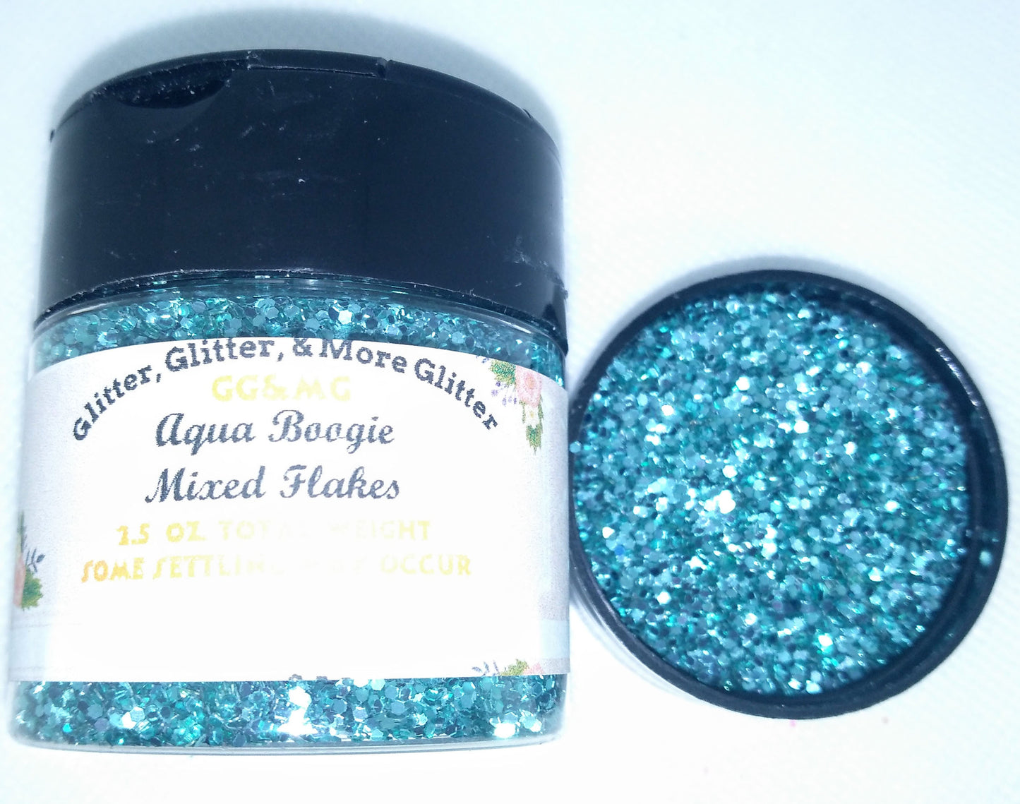 Aqua Boogie - A mixture of Aqua colored glitter flake sizes.